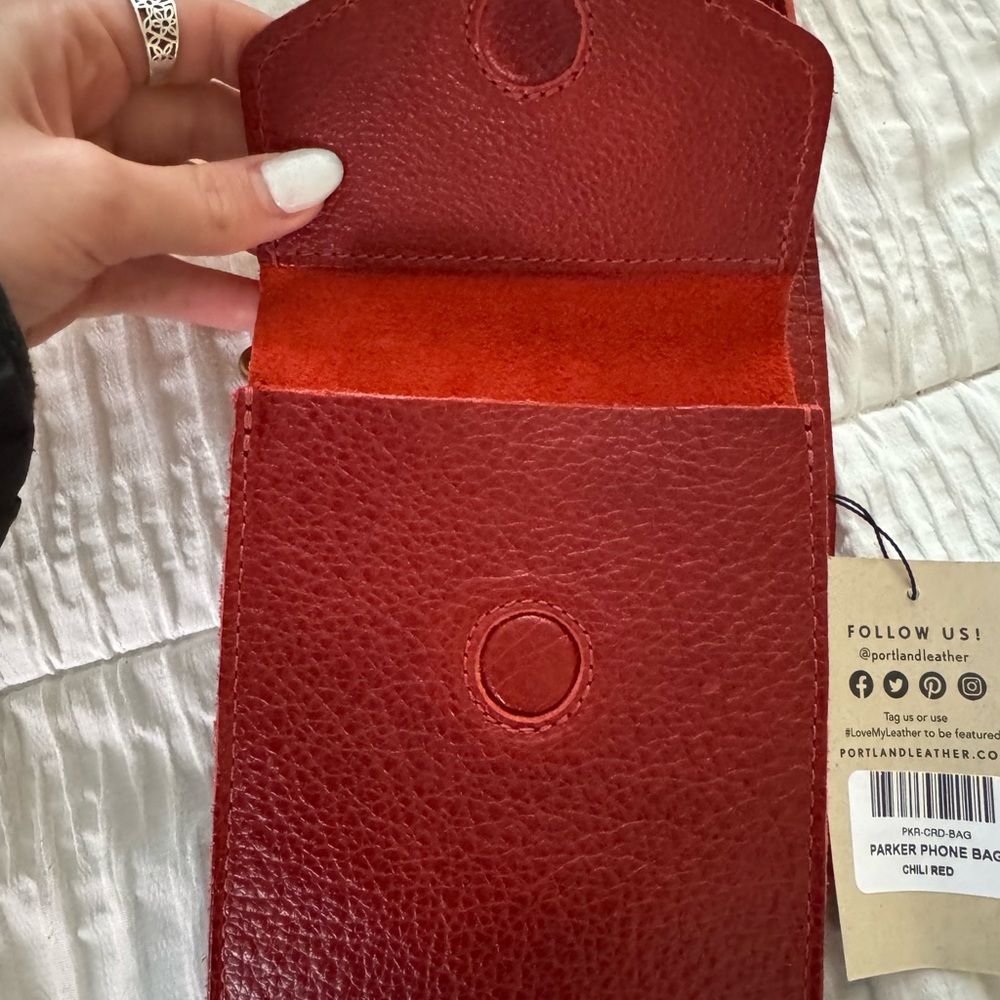 Portland Leather Phone Bag - Chili Red - Picture 4 of 4